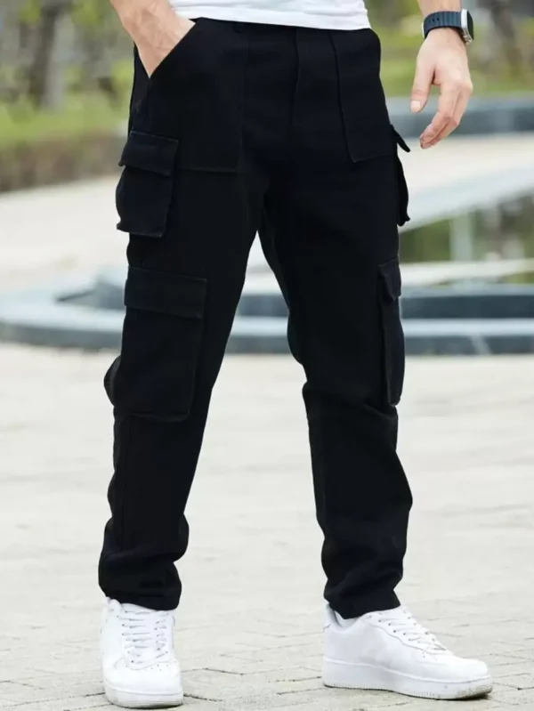 Pantalones cargo para hombres con bolsillo con solapa lateral, - Imagen 3
