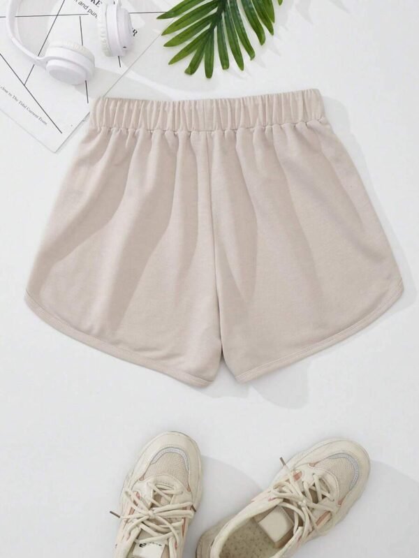 Shorts deportivos con estampado de letra de cintura con cordón - Imagen 3
