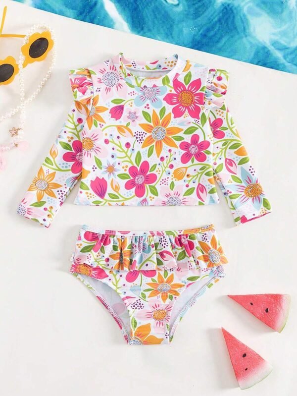 Ropa de playa de verano para niña bebé con cuello alto