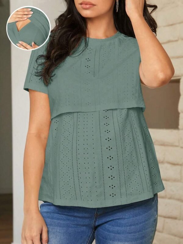 Camiseta  de maternidad para el hogar con cuello redondo sencillo