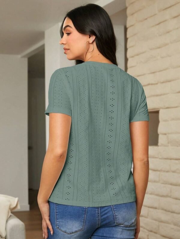 Camiseta  de maternidad para el hogar con cuello redondo sencillo - Imagen 3