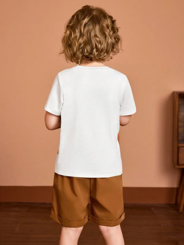 Camiseta casual de manga corta con estampado de caricaturas para niños - Imagen 3