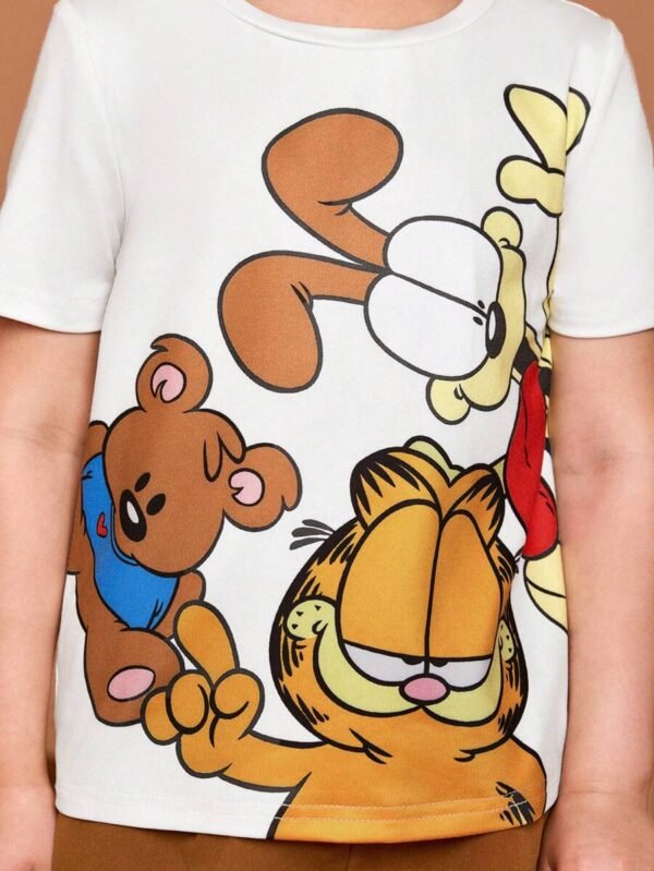 Camiseta casual de manga corta con estampado de caricaturas para niños