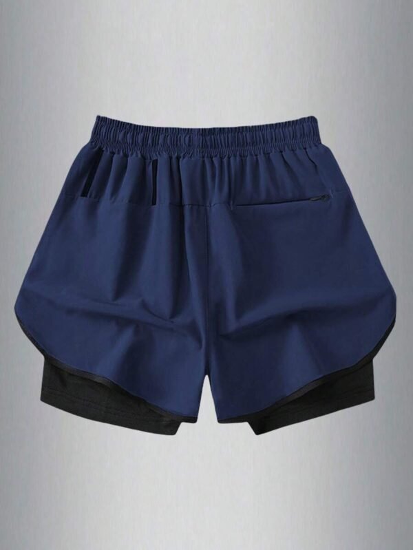 Pantalones cortos deportivos de cintura con cordón para hombre - Imagen 3