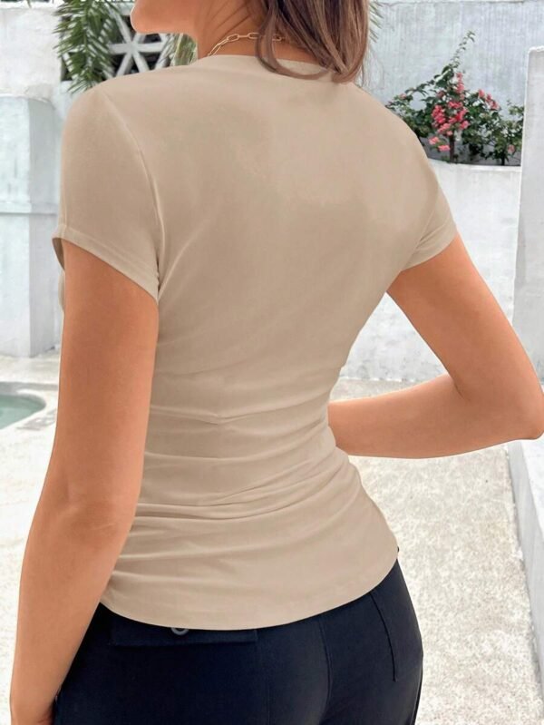 Camiseta de mujer embarazada de manga corta con cuello en V - Imagen 3