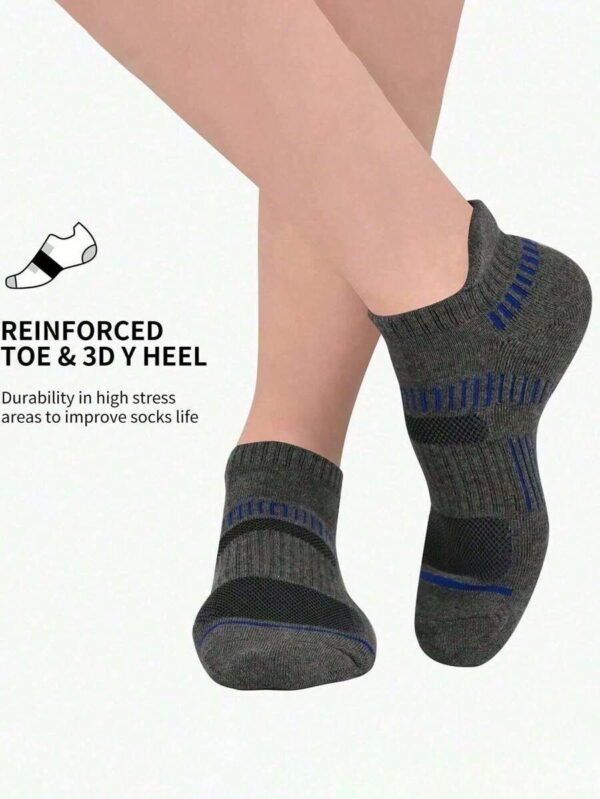 6 pares de calcetines deportivos acolchados para hombre blanco, negro y gris - Imagen 2