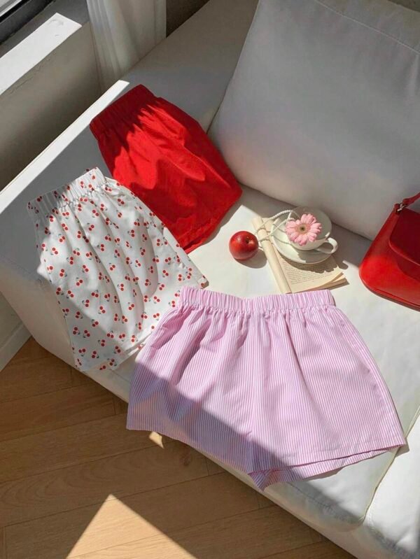Pantalones cortos casuales sueltos con cintura elástica para mujer