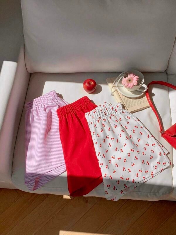 Pantalones cortos casuales sueltos con cintura elástica para mujer - Imagen 3