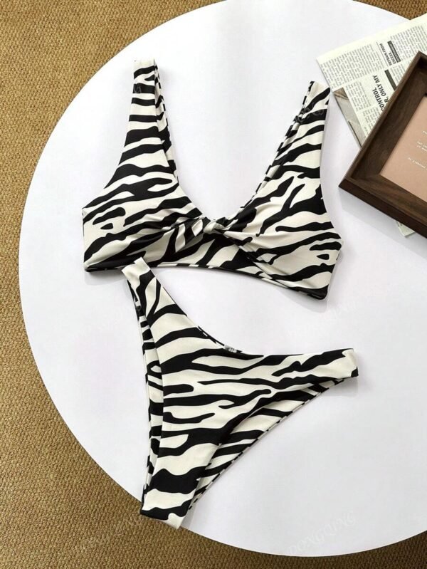Conjunto de bikini de 2 piezas con estampado aleatorio para mujeres