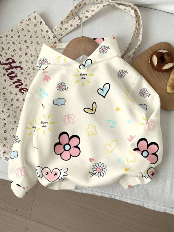 Sudadera holgada con capucha con estampado de corazón