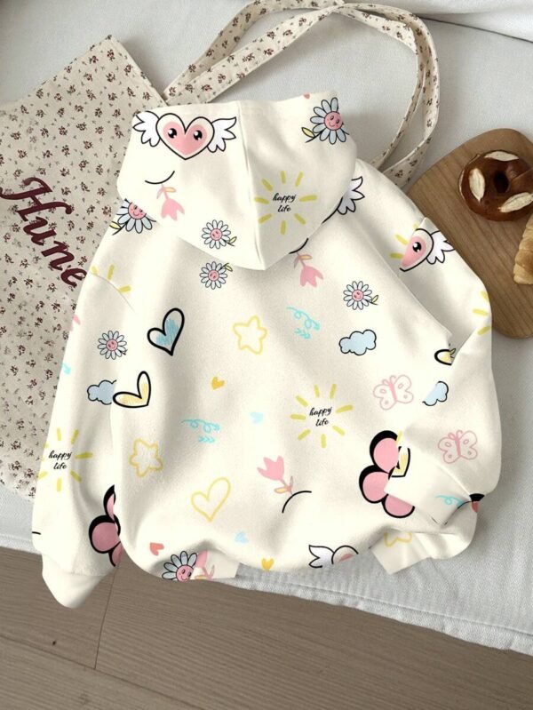 Sudadera holgada con capucha con estampado de corazón - Imagen 3