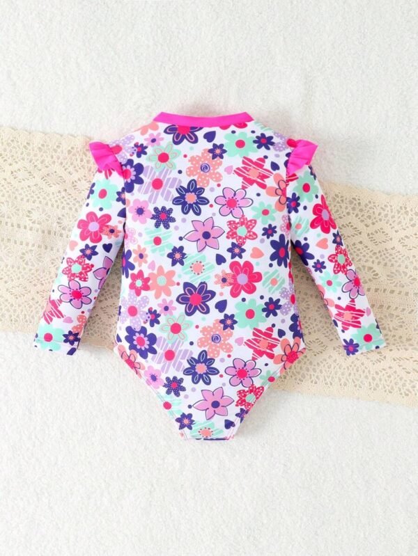 Traje de baño estampado de una sola pieza para niñas bebés - Imagen 3