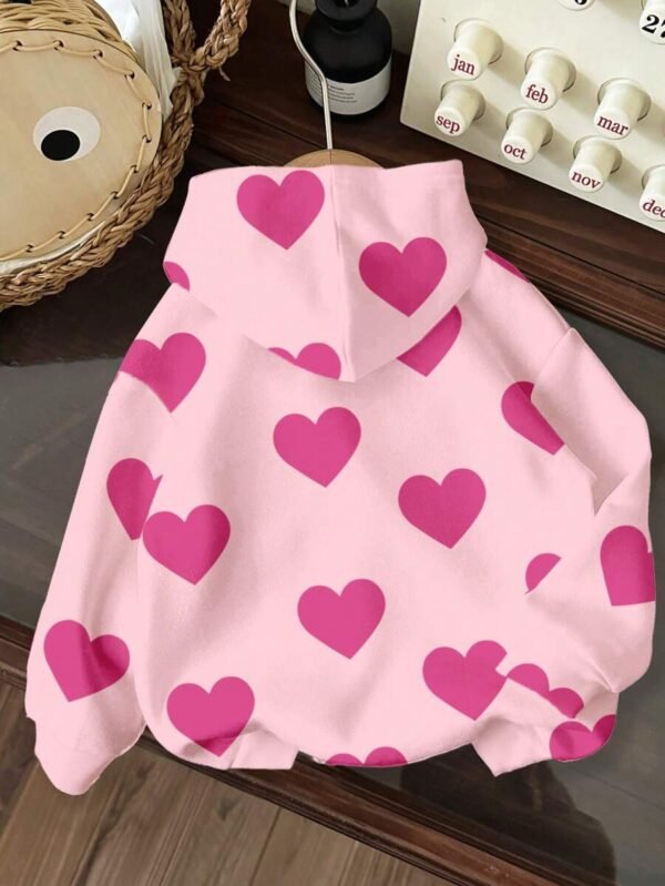 Sudadera con capucha cómoda y gráfico de corazón - Imagen 3