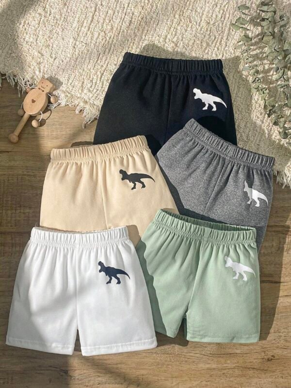 Pantalones cortos unicolor con estampado de dinosaurio para niños