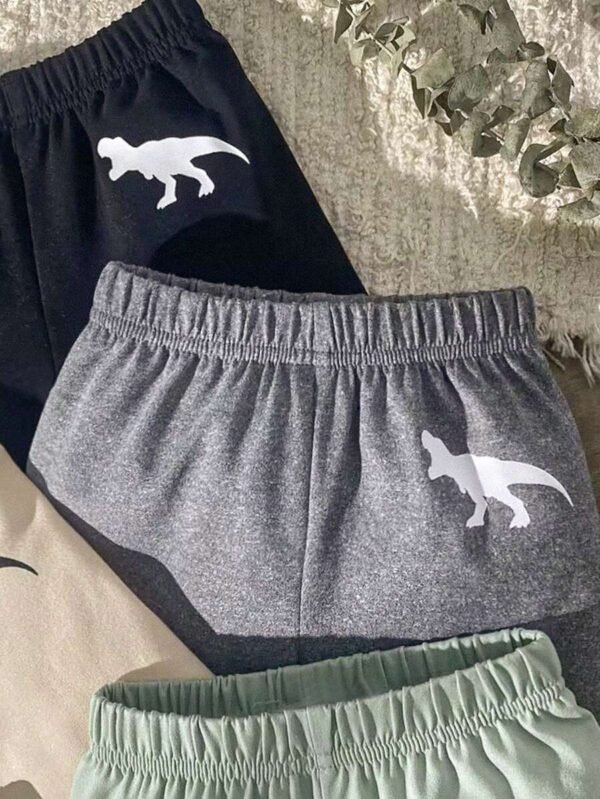 Pantalones cortos unicolor con estampado de dinosaurio para niños - Imagen 2