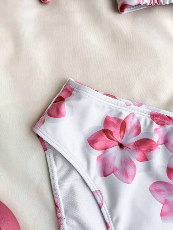 Conjunto de bikini de 3 piezas con estampado floral para adolescentes - Imagen 2