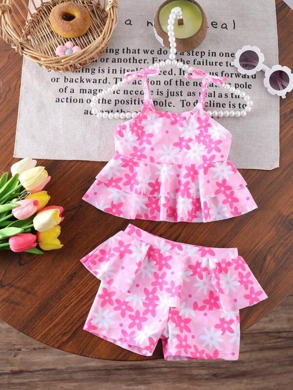 Conjunto de traje de baño con estampado floral para niñas bebés niñas