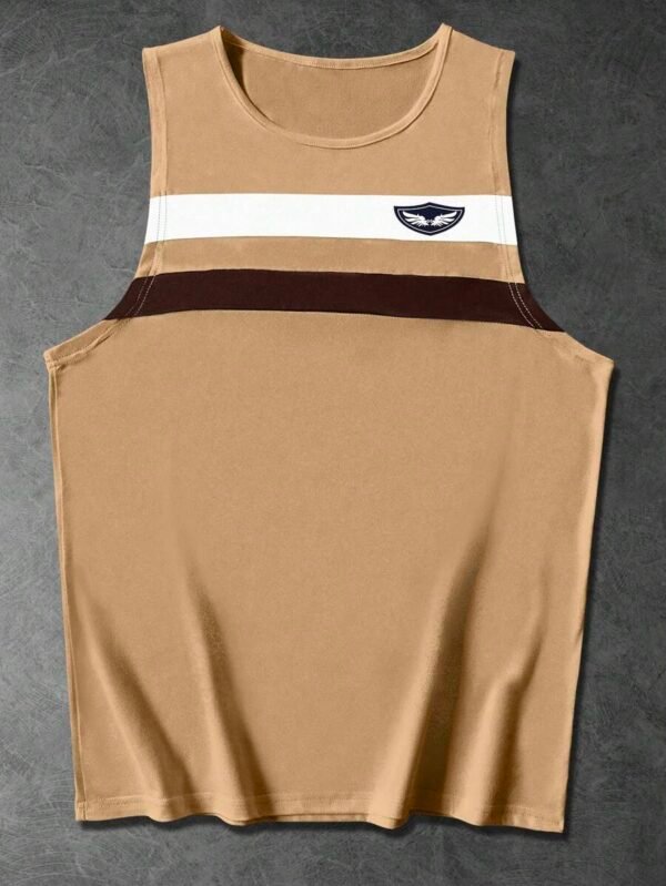 Camiseta de tirantes de cuello redondo de bloques de color para hombres