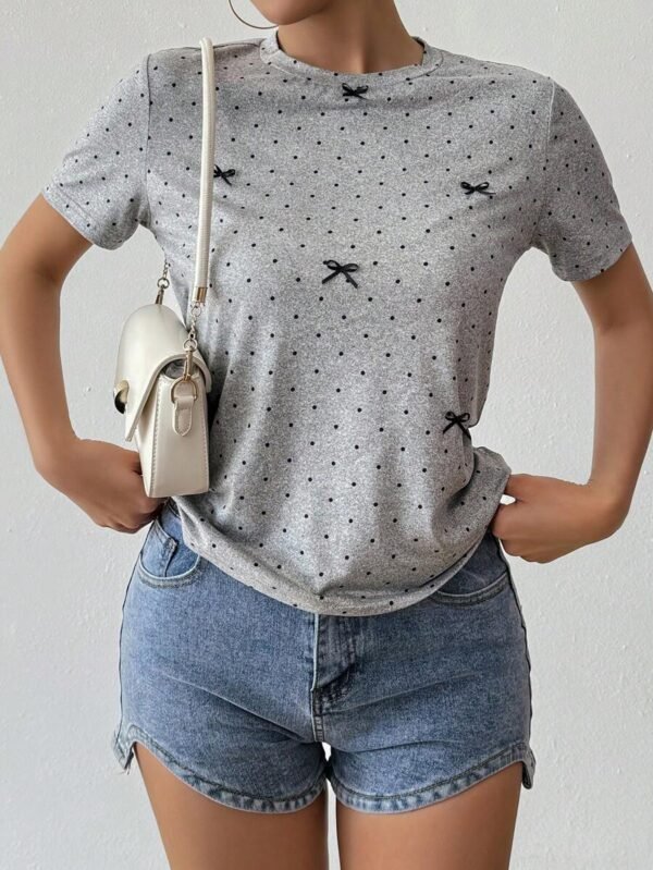 Camiseta casual de cuello redondo y manga corta para mujer