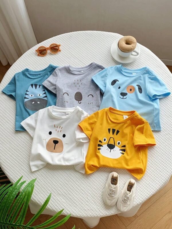 Camisetas de manga corta con cuello redondo de punto suave para niños bebés