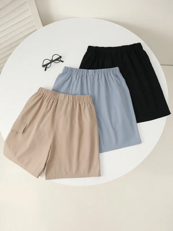 Shorts cortos unicolor básicos para adolescentes - Imagen 3