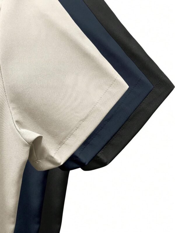 Camisas de manga corta casuales y versátiles de unicolor para hombres - Imagen 3