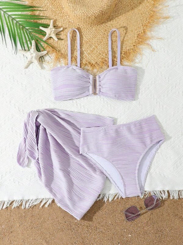 Conjunto de bikini de 3 piezas con textura para adolescentes