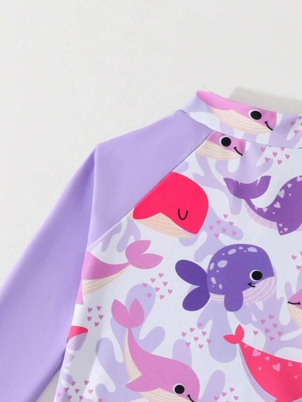 Traje de baño de una pieza con cremallera y manga larga para niñas bebés - Imagen 2