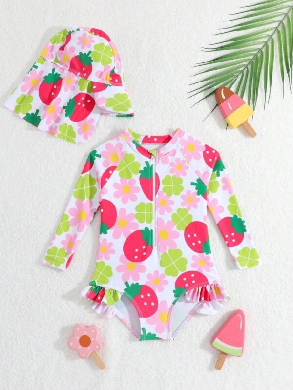 Traje de baño una pieza para bebas con estampados aleatorios