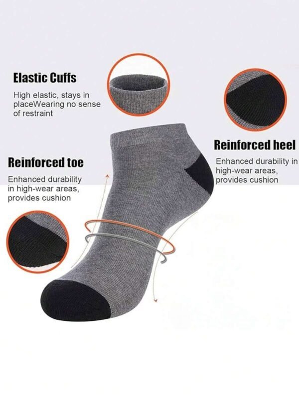 5 pares de calcetines tobilleros transpirables blanco y negro para hombre - Imagen 2