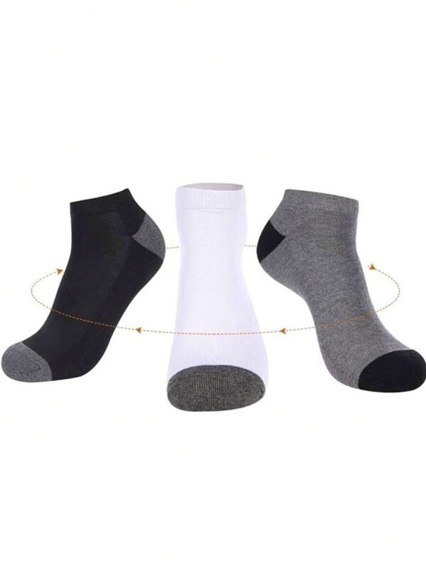 5 pares de calcetines tobilleros transpirables blanco y negro para hombre - Imagen 3