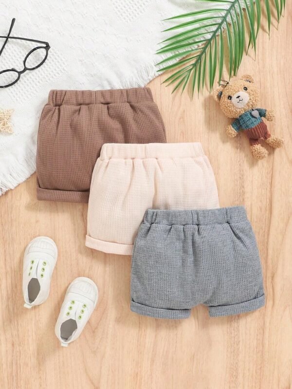 Pantalones cortos unicolor de bebé recién nacido - Imagen 3