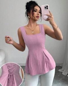 Blusa elegante y vintage con cuello de atar