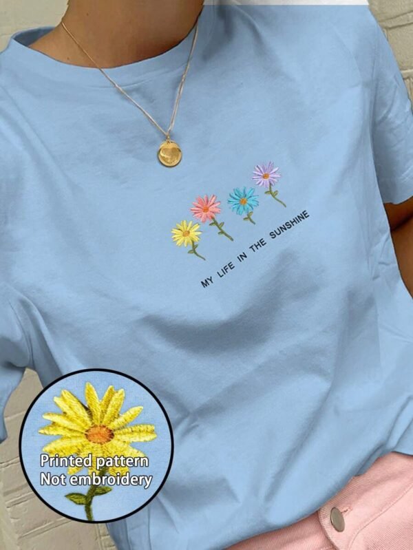 Camiseta de mujer casual con cuello redondo