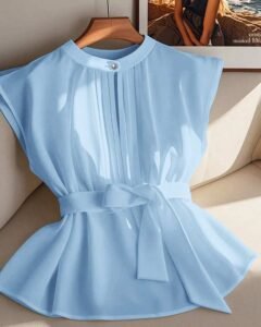 Blusa sin mangas de unicolor y elegante