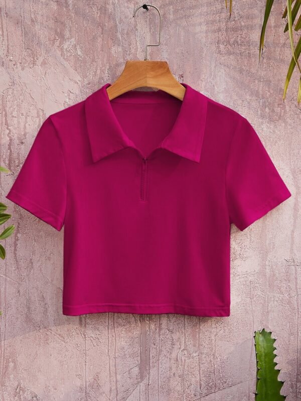 Camiseta unicolor con cremallera media