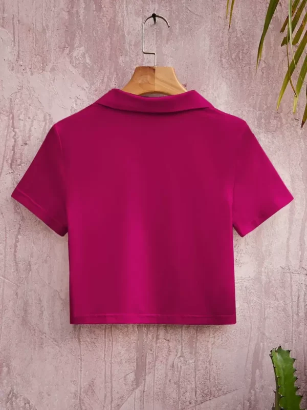 Camiseta unicolor con cremallera media - Imagen 3