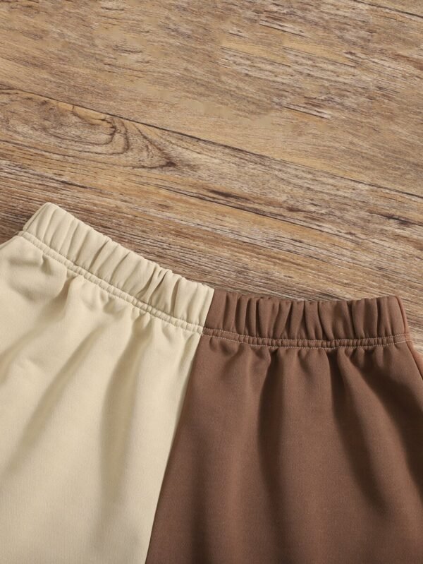 Shorts de dos tonos de cintura elástica - Imagen 3