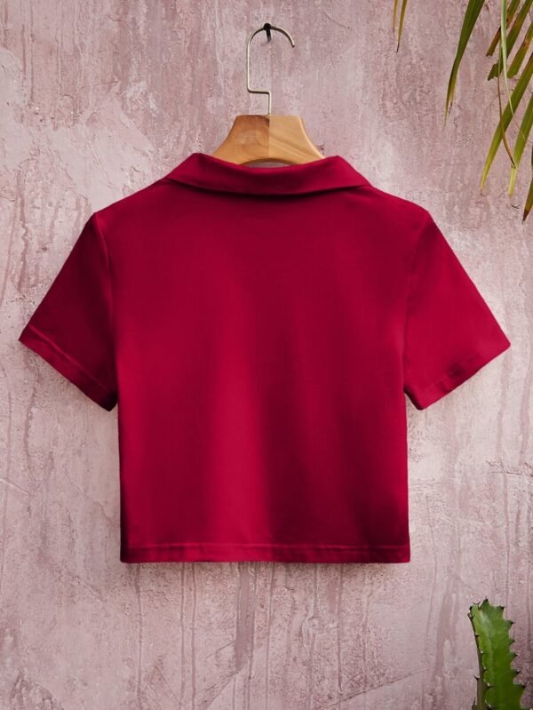 Camiseta unicolor con cremallera media para mujer - Imagen 3