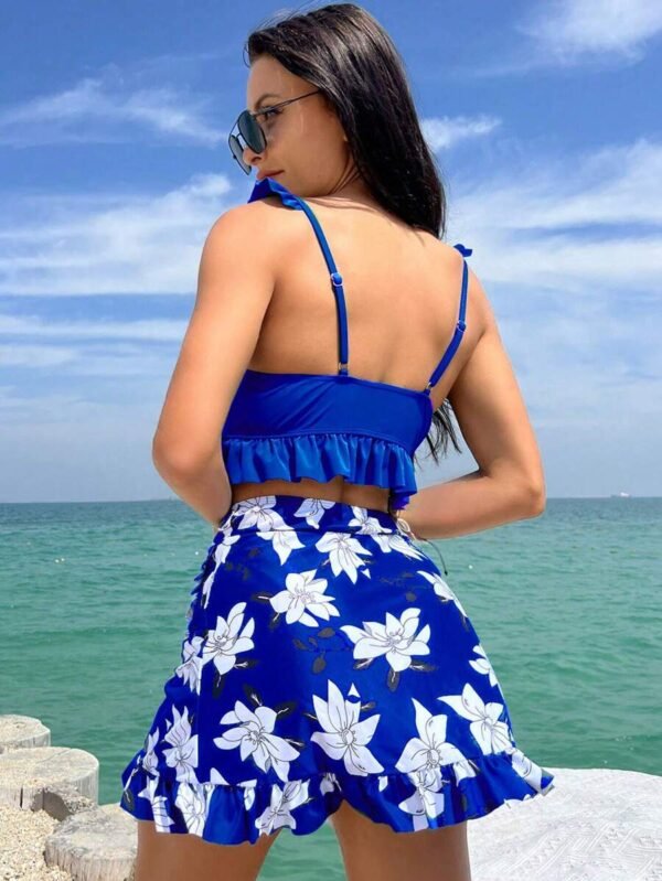Juego de bikini con ribete de volantes y estampado floral - Imagen 2