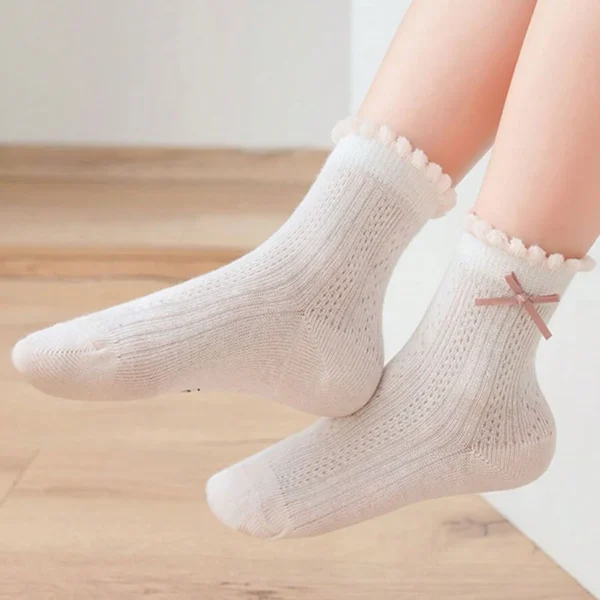 5 Pares de calcetines casuales nuevos con ribete de encaje para niñas - Imagen 3