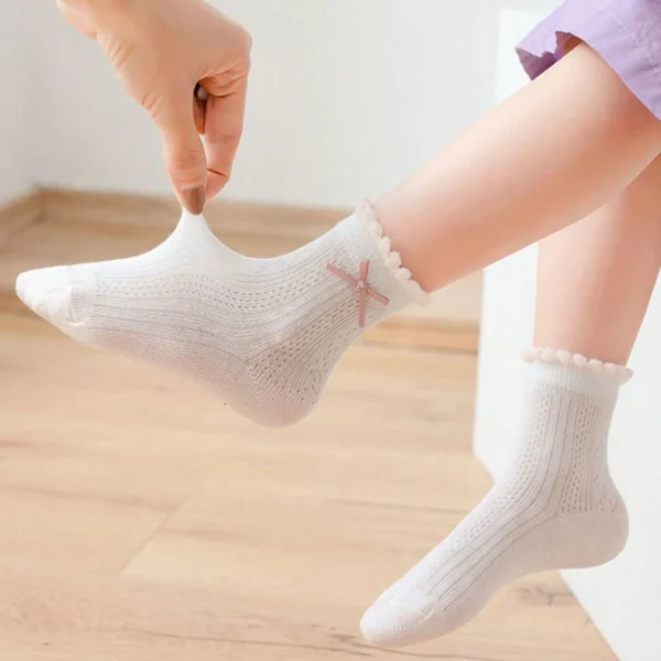 5 Pares de calcetines casuales nuevos con ribete de encaje para niñas - Imagen 2