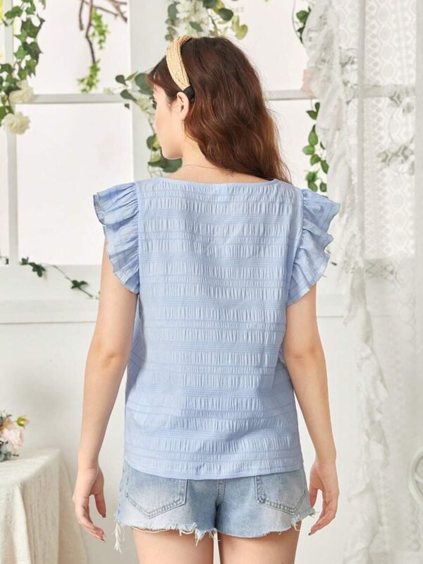Camisa informal de manga corta con cuello cuadrado para chicas - Imagen 3