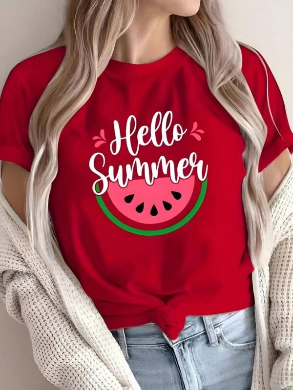 Camiseta de verano para mujer con estampado de patrón de sandía