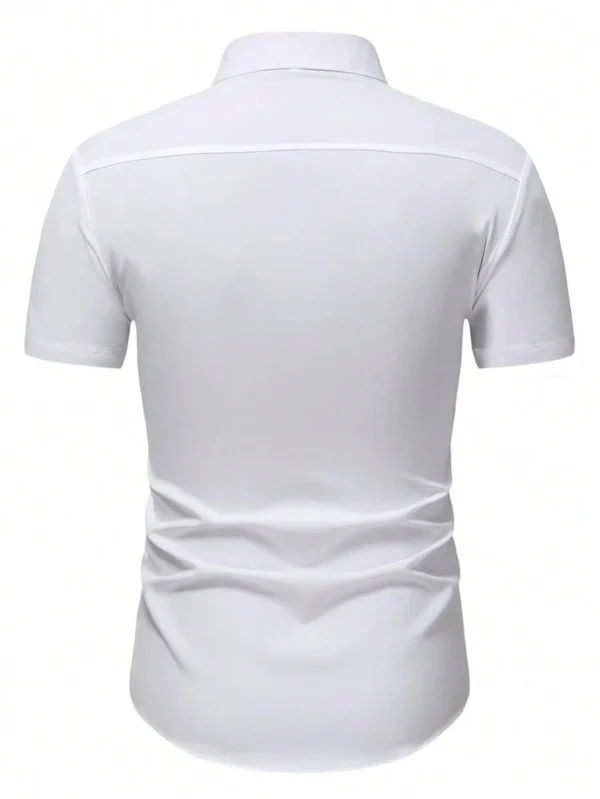 Camisa de manga corta casual para hombre de unicolor - Imagen 3