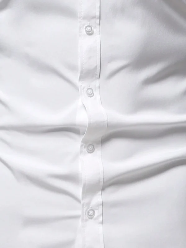 Camisa de manga corta casual para hombre de unicolor - Imagen 2