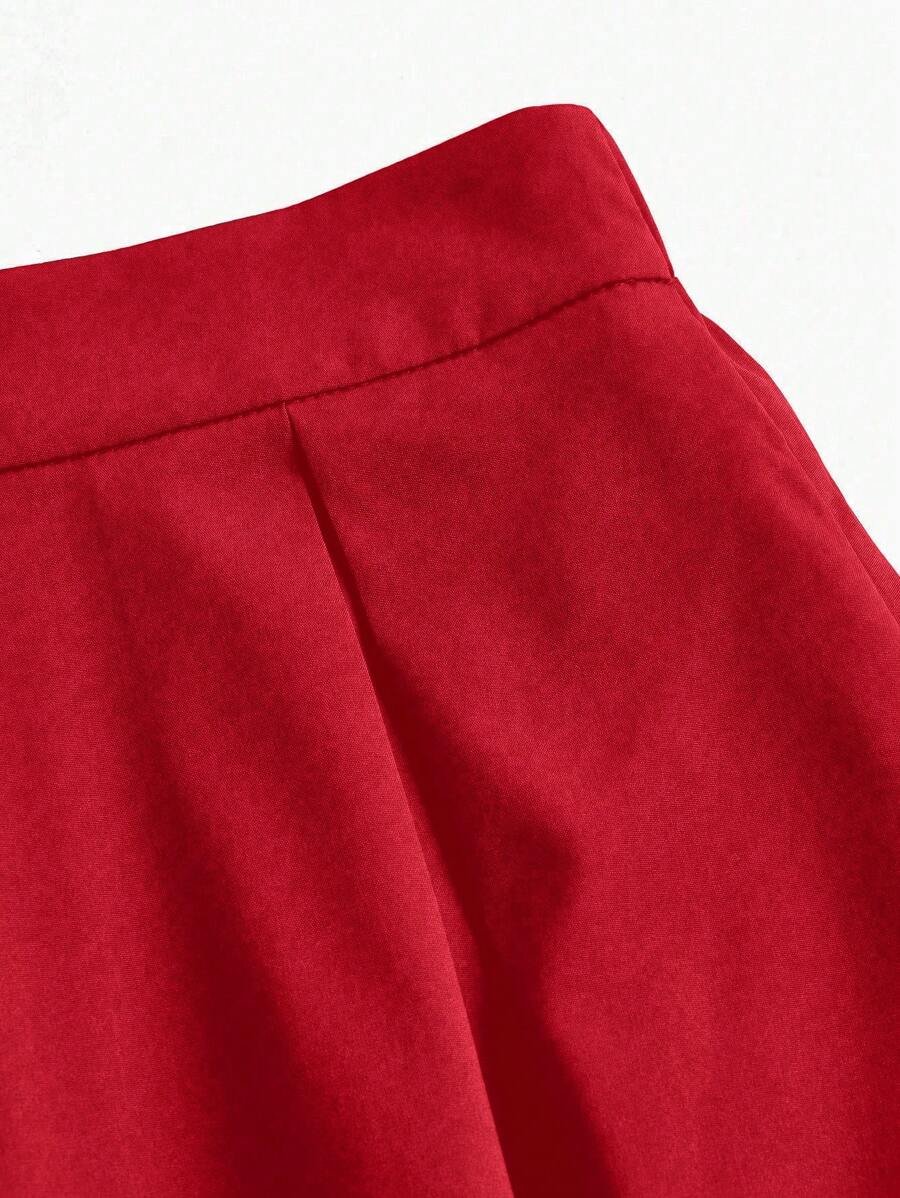 Falda larga elegante de un solo color con bolsillos laterales - Imagen 2