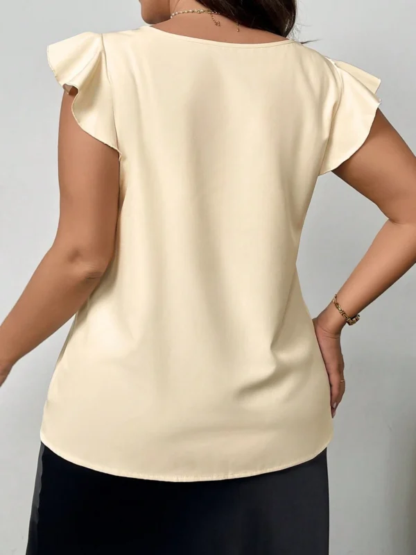 Blusa de verano elegante, simple y festiva de manga con volantes - Imagen 2