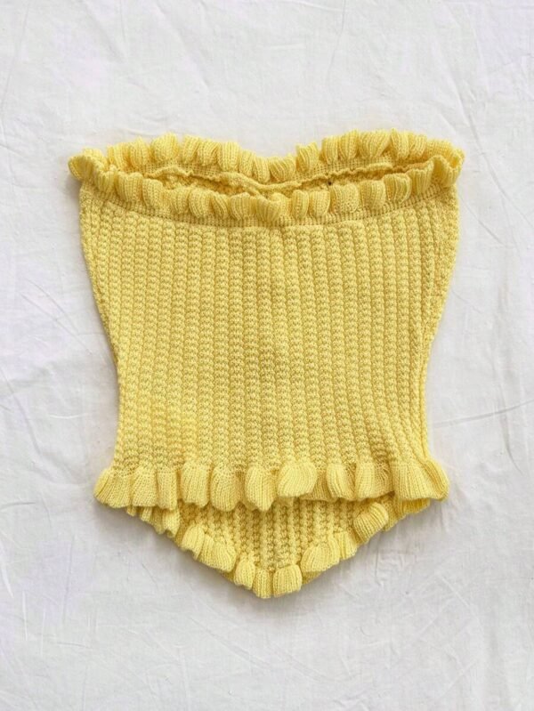 Top unicolor con ruedo con volantes para mujer - Imagen 3