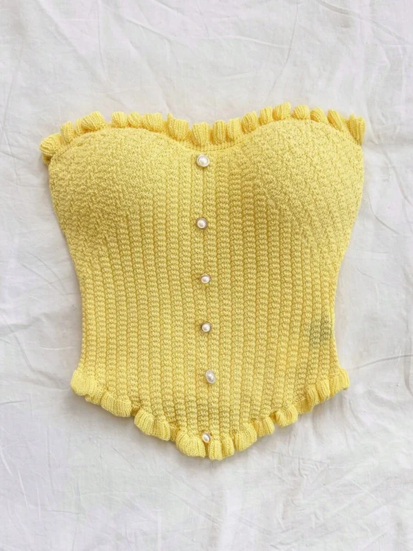 Top unicolor con ruedo con volantes para mujer - Imagen 2